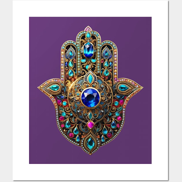 Bejewelled Hamsa Hand Wall Art by PurplePeacock